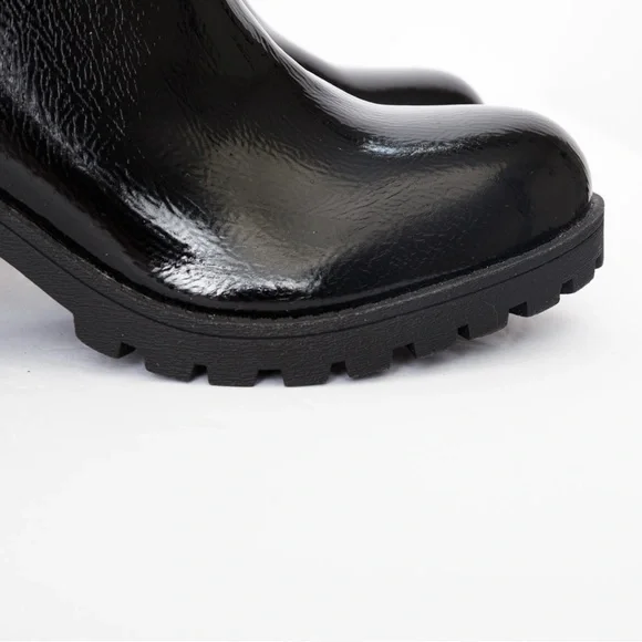 Patent leather look lug sole Chelsea boot black Dirty Laundry Lita 8.5 fall boot - Picture 8 of 16